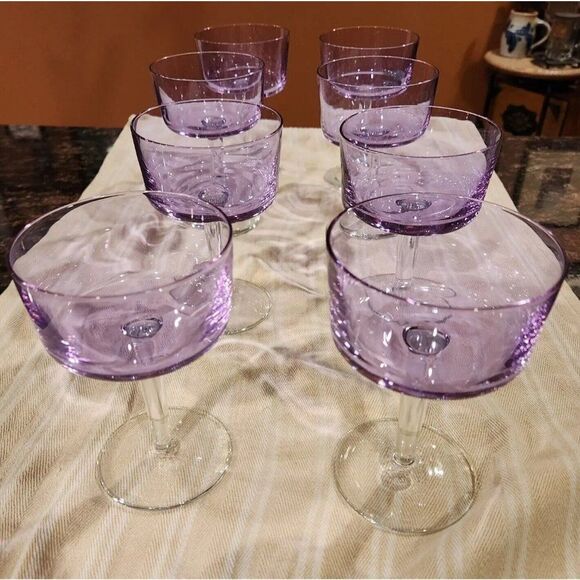 2 Block Watercolors Twilight Lilac Purple Alexandrite Neodymium Stemware Glass - Picture 8 of 10